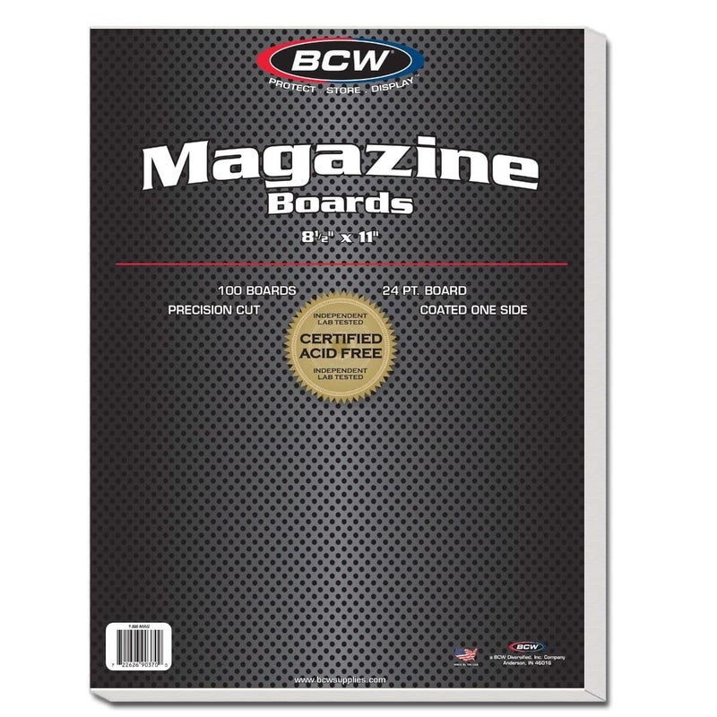 BCW ألواح دعم مجلة BCW 8.5" x 11" - عبوة 100 | ألواح خالية من الحمض بسمك 24 نقطة للقصص المصورة، تخزين الأقمشة، الحرف اليدوية والمقتنيات | مقطوعة بدقة لحماية الأرشيف - Image 1